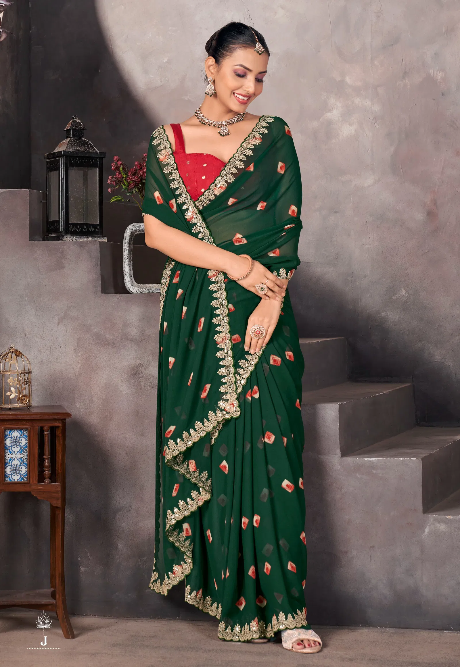 Sundri By Stavan Soft Georgette Embroidery Border Saree Online Wholesale